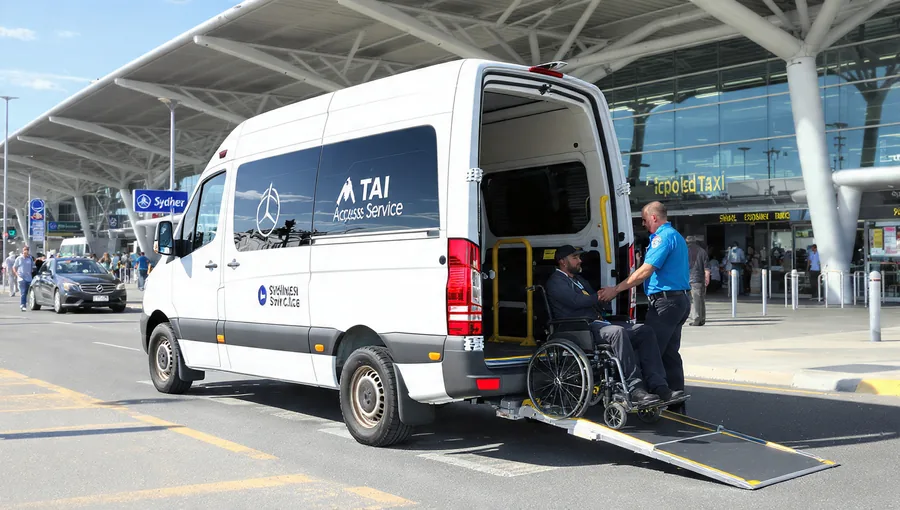 Wheelchair accessible maxi taxi ramp at Sydney Airport